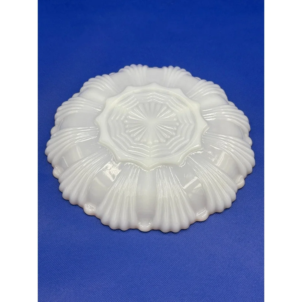 Vintage Fire King Anchor Hocking Milk Glass Divided‎ Dish with Gold Foil Edge